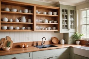 kitchen cabinet designs with open shelves
