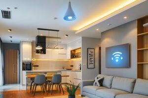 modern living room with smart home technology 1