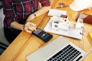 man using laptop table