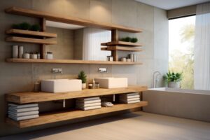 modern bathroom interior with double sink