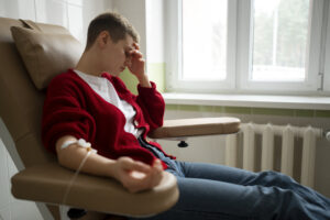 patient getting chemotherapy treatment