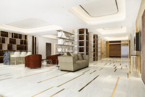 3d rendering modern luxury hotel office reception meeting lounge