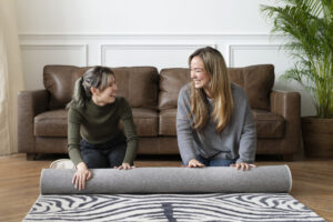 friends rolling animal print rug