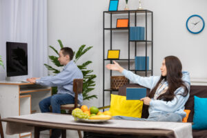 modern home scene shows couple engaged various activities their daily life