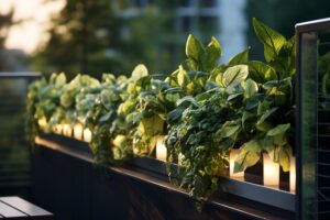 green terrace urban apartment with illumination